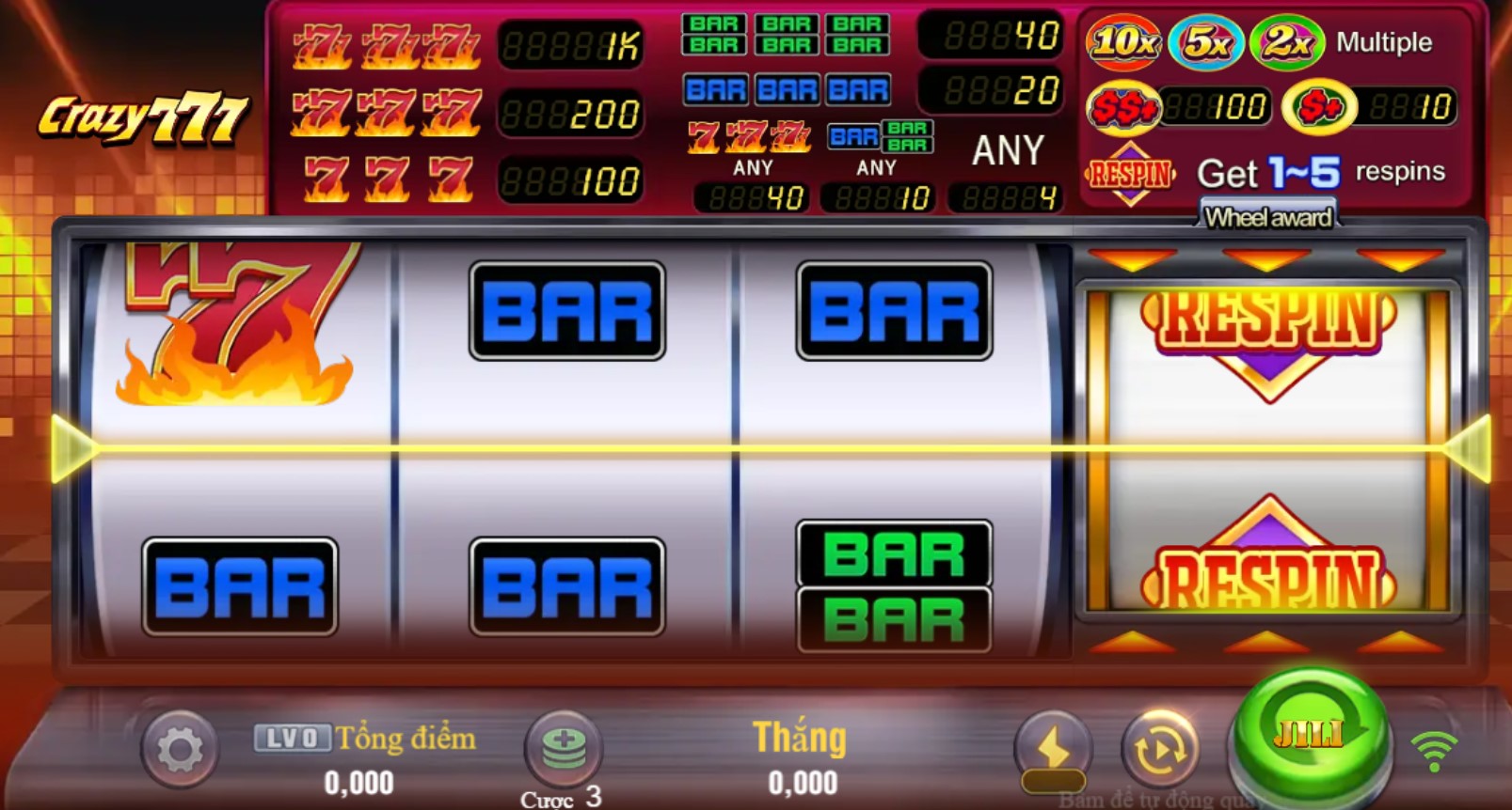 Nổ hũ Crazy 777 MB66 2 Biểu tượng và tính năng đặc biệt trong Nổ hũ Crazy 777